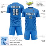 Sports Shape White-Black Sublimation Uniform Jersey Soccer Blue Powder Geometric Custom Sports Shape White-Black Sublimation Uniform Jersey Soccer Blue Powder Geometric Custom