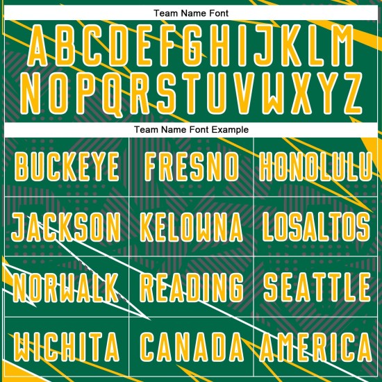 Soccer Sports Green Lines Custom Uniform Kelly Gold-White Sublimation Jersey Soccer Sports Green Lines Custom Uniform Kelly Gold-White Sublimation Jersey