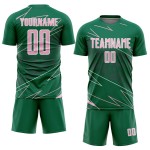 Uniform Sports Soccer Kelly Lines Sublimation Jersey Light Green Custom Pink-White Uniform Sports Soccer Kelly Lines Sublimation Jersey Light Green Custom Pink-White