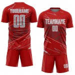 Jersey Uniform Sublimation Soccer Lines Red Custom Sports Gray-White Jersey Uniform Sublimation Soccer Lines Red Custom Sports Gray-White